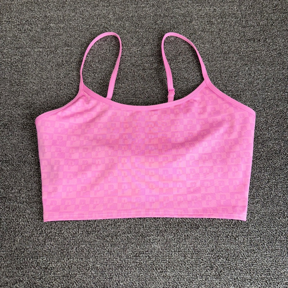 PINK Active Victorias Secret Checkered Logo Sports Bra Pink Size Medium